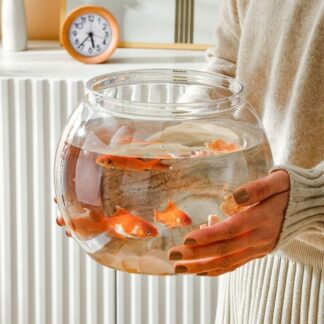 New Transparent Fish Tank Round Unbreakable Aquarium Plastic Lightweight Small Fish Bowl Home Decor