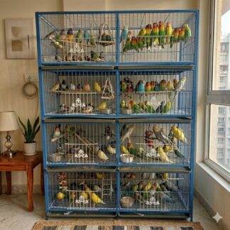 Heavy Duty Nut System Folding Metal Pet Cage for Birds, Pigeon, Chicken, Cat & Small Pets – 1 Floor to 8 Floor Choosable Size Cage with Divider & Free Tray