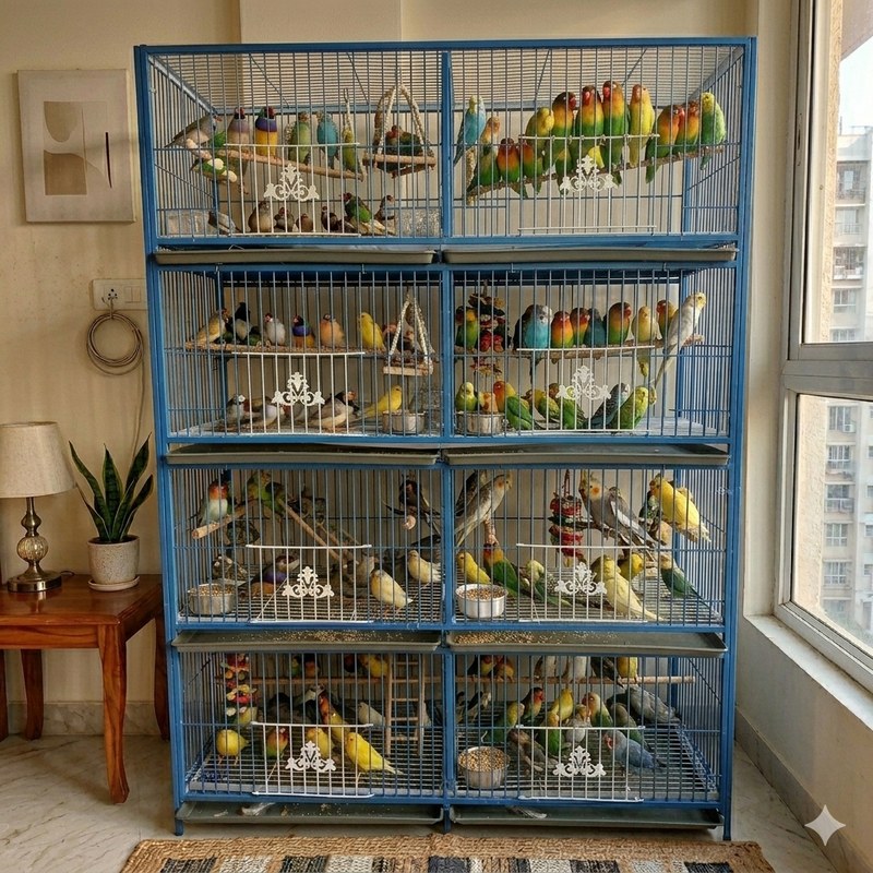 Heavy Duty Nut System Folding Metal Pet Cage for Birds, Pigeon, Chicken, Cat & Small Pets – 1 Floor to 8 Floor Choosable Size Cage with Divider & Free Tray