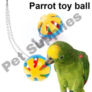 Cute Pet Bird Plastic Chew Ball With Long Chain Cage Toy for Parrot Parakeet 1Pcs