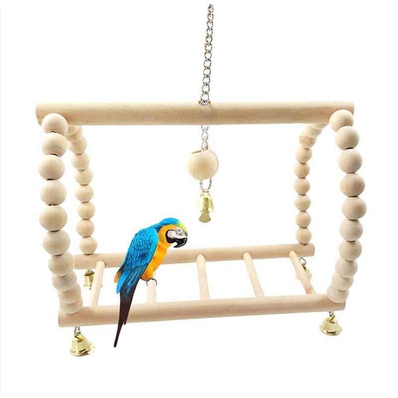 Small Medium Bird Swing Toy for for Pet bird Parrot Parakeet Cockatiel Conure Lovebird Finch Canary Budgie Cage Wood Perch Stand