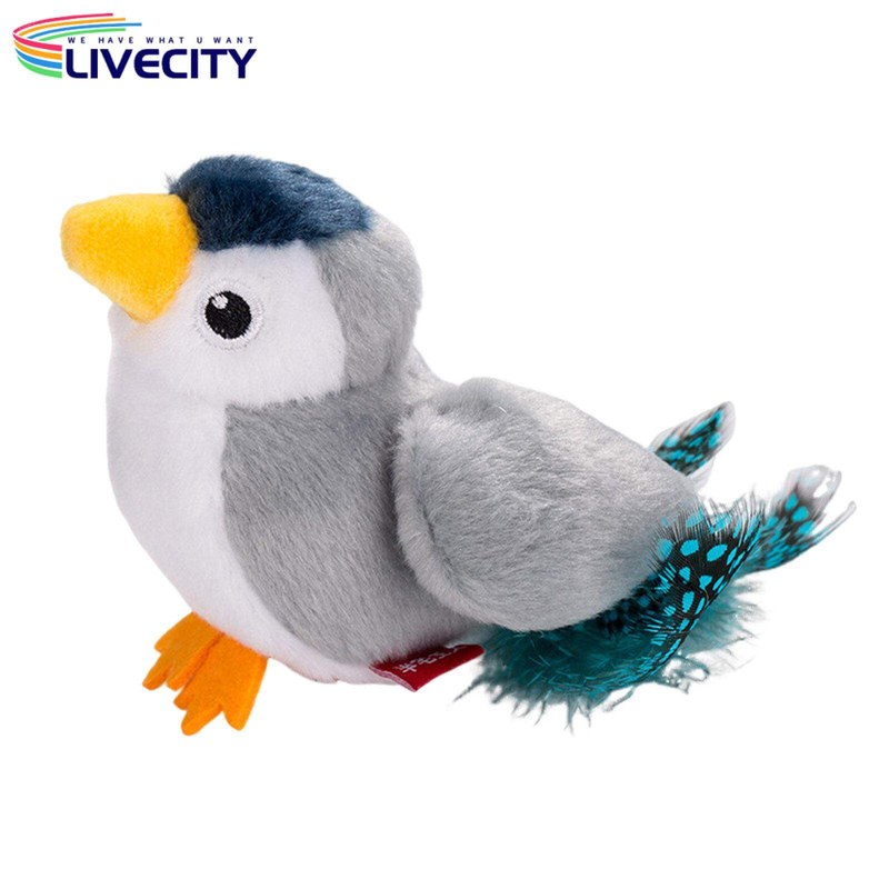 Flapping Wings Cat Toy Interactive Chirping Bird Toy for Cats Dogs – Plush Electric Flying Birds with Flapping Wings Touch-activated Fun Pet Toy for Indoor Play Stimulation Motion