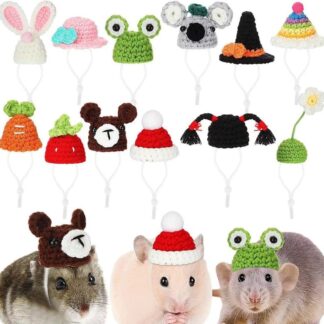 1 Pc Mini Hand-Crochet Pet Hats - Knitted Animal Caps for Hamsters, Parrots & Small Pets, Cute Photo Props for Birds and Rodents