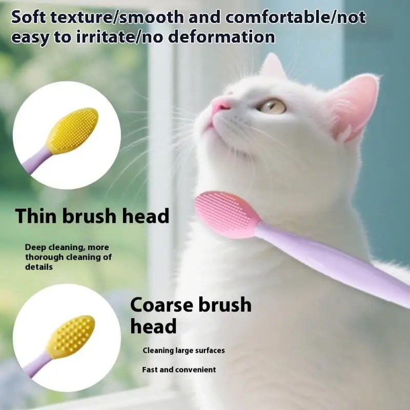 Pet Facial Cleansing Brush - 3-in-1 Cat Grooming Tool for Nose, Chin & Whisker Care, Soft Silicone Massager for Feline Hygiene a