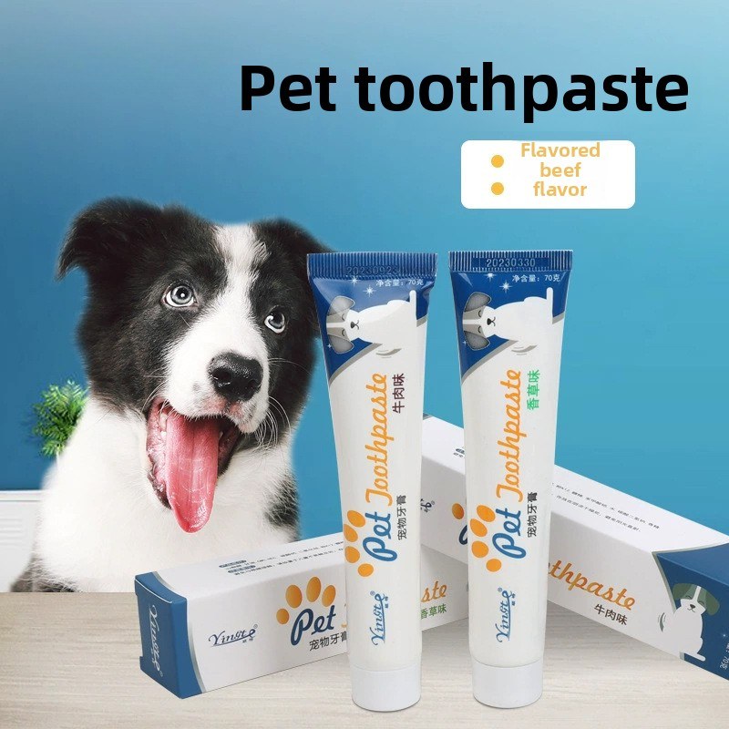 Edible Pet Toothpaste Enzymatic Dental Care Teeth Cleaning Gel Vanilla Beef Flavor Oral Hygiene Kit Puppy Kitten Care Supplies