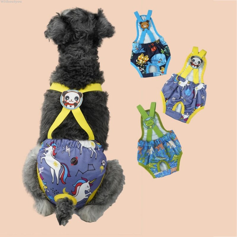 Withoutyou dog pants physiological pet breathable pants dog hygiene pants briefs with 2025 New diaper dog print dog underwear cartoon polyester soft dog menstruation