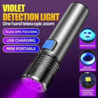 UV LED Portable Flashlight 395nm Black Light Wavelength Violet Flashlight Pet Urine Scorpion Hygiene Detector Woods Lamp