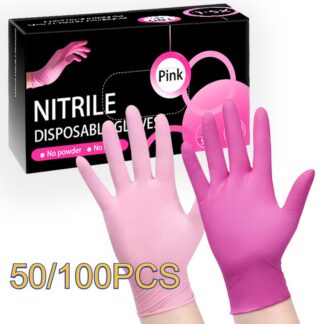 50/100PCS Deep Pink Light Pink Disposable Nitrile Gloves Used Dishwashing Cleaning Hygiene Pet Bathing Hand Care High Elasticity