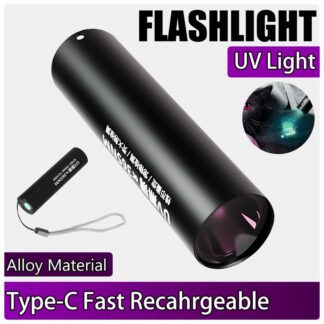 Portable EDC UV Flashlight 365nm Black Light Type-C Rechargeable LED Light Pet Urine Scorpion Hygiene Detector Woods Lamp