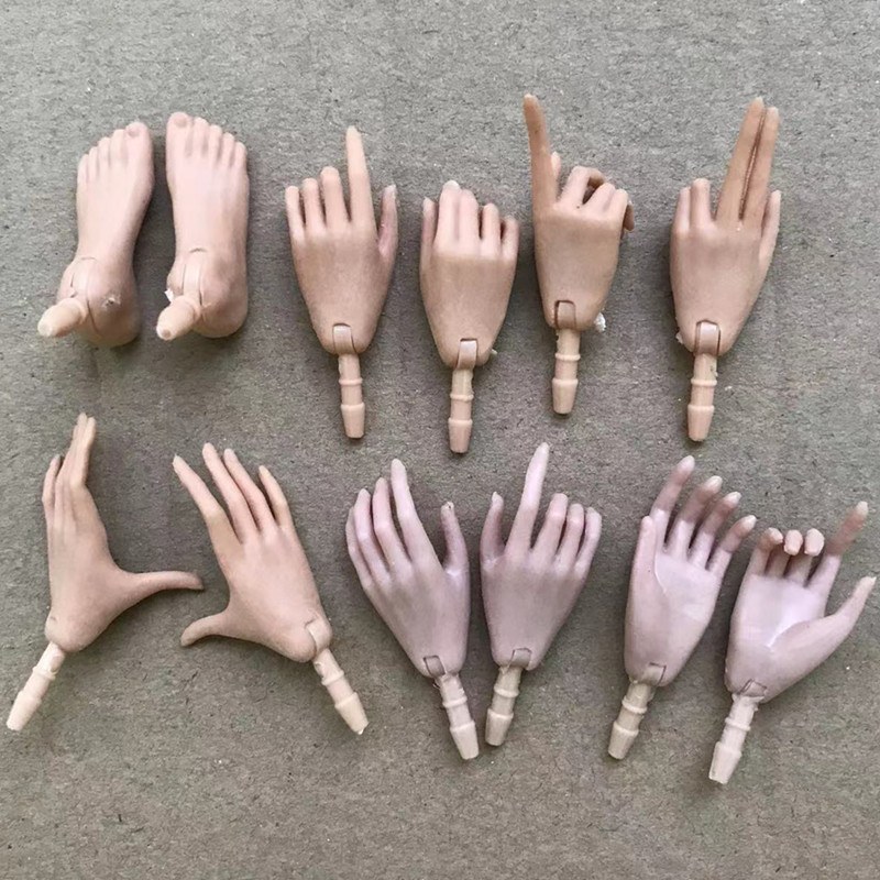Universal 1/6 Doll Hands DIY Doll Decors Fashion Gesture Doll Hands Feet Accessories White Beige Color Doll Parts Girl Toy