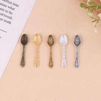 10PCS/set Vintage Mini Cutlery Spoon Dollhouse Miniatures Tableware Childrens Toy Doll House Decor