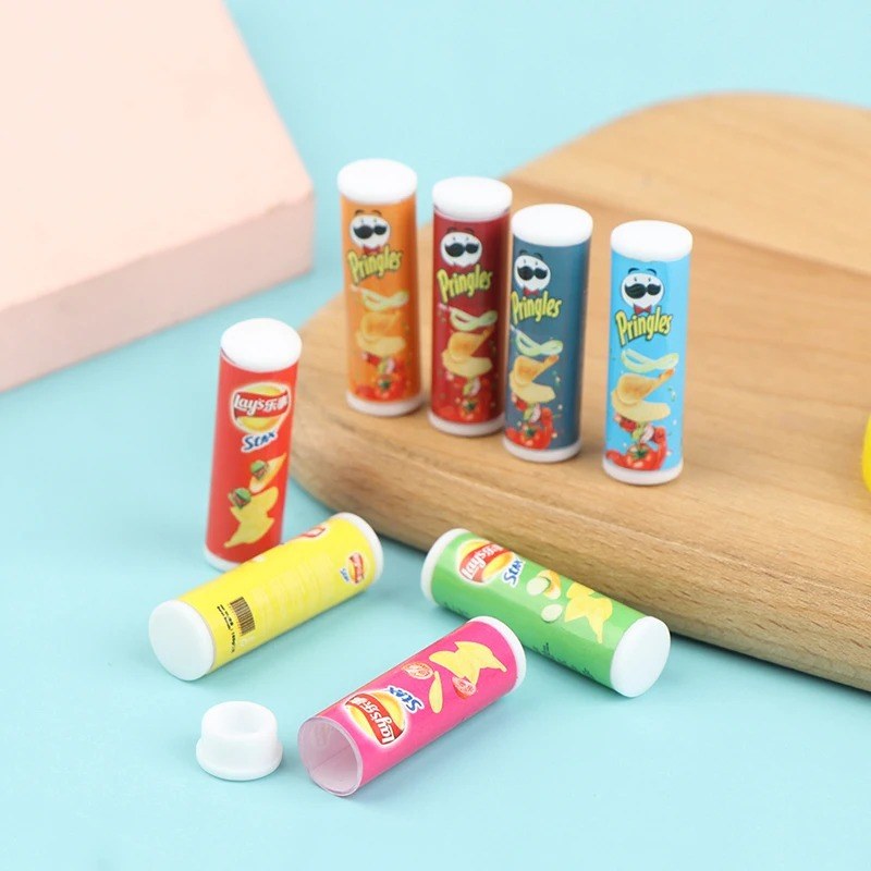 4pcs/set 1:12 Dollhouse miniture Simulation Potato Chips Bottle Kitchen Food Toy
